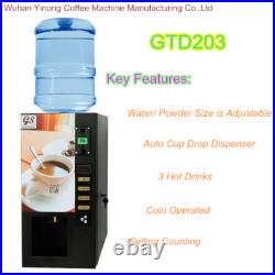 NEW Smart Commercial Fully Automatic Self Coin 3 Instant Coffee Vending Machine