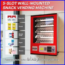 New 5 Slot Snack Vending Machine for Food/Drink/Snack Mounted Money coins+bills