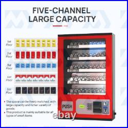 New 5 Slot Snack Vending Machine for Food/Drink/Snack Mounted Money coins+bills