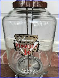 Northwestern 33 Brown Porcelain Coin Op Peanut Vending Machine With Barrel Lock