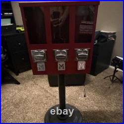 Northwestern Red Triple Head Candy Vending Machine with Coin Mechanisms