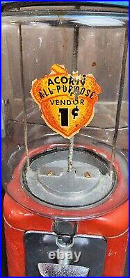 OAK MFG ACORN GUMBALL MACHINE 1950's Coin Op 1 Cent Vending Machine