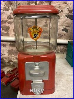 OAK MFG ACORN GUMBALL MACHINE Beautifully Restored 1950's Coin Op Vending NICE