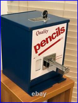 Pencil Vending Machine Coin Operated Vintage 25 Cent with Key Coin Mechanism ESD
