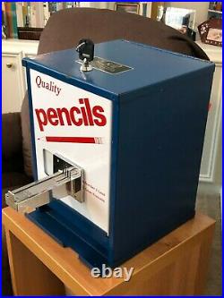 Pencil Vending Machine Coin Operated Vintage 25 Cent with Key Coin Mechanism ESD