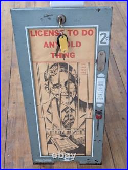 RARE ESCO Chicago USA 1950 2 Cent Coin Vending Machine WithDisplay, Cards RARE ESCO Chicago USA 1950 2 Cent Coin Vending Machine WithDisplay, Cards