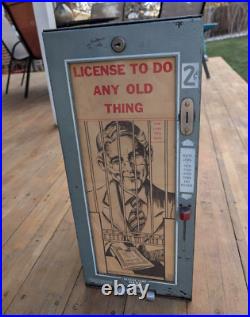 RARE ESCO Chicago USA 1950 2 Cent Coin Vending Machine WithDisplay, Cards RARE ESCO Chicago USA 1950 2 Cent Coin Vending Machine WithDisplay, Cards