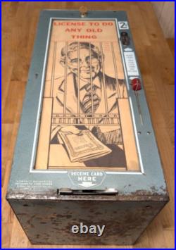 RARE ESCO Chicago USA 1950 2 Cent Coin Vending Machine WithDisplay, Cards RARE ESCO Chicago USA 1950 2 Cent Coin Vending Machine WithDisplay, Cards