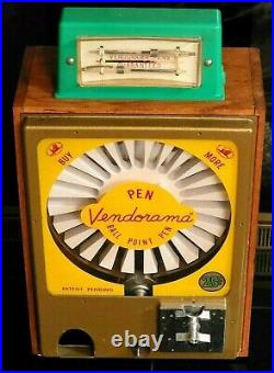 RARE NOS Vintage 1950's -60's Coin Op. 25 Cent Vendorama Pen Vending Machine
