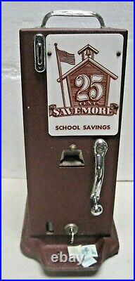 Rare Coin Operated School Savings Stamp Machine Savemore Red Bank N. J Schermack