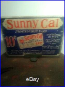 Rare Vintage Sunny Cal Coin Operated Fruit Cake Dispenser