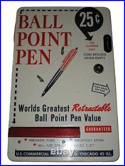 RareVintage 1950's Ball Point Pen Coin Operated. 25 Cent Vending Machine & Key