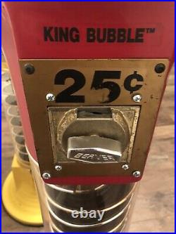 Red King Bubble Racer Spiral Gumball Machine Double Coin Mechanism 57 Tall