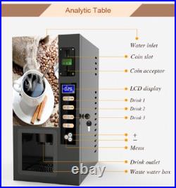 Smart Commercial Fully Automatic Self Coin 3 Instant Coffee Vending Machine NEW