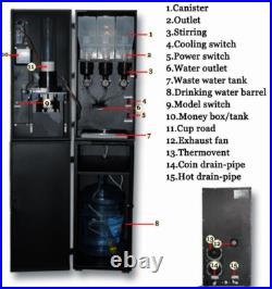 Smart Commercial Fully Automatic Self Coin 3 Instant Coffee Vending Machine NEW