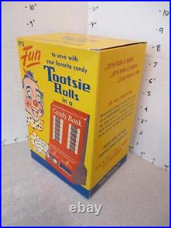 Tootsie Roll 1¢ candy wrapper box 1950s toy coin bank vending machine MIB clown
