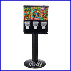 Triple Compartment Candy Vending Machine with Stand Coin Operated Dispenser