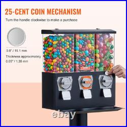 Triple Compartment Candy Vending Machine with Stand Coin Operated Dispenser