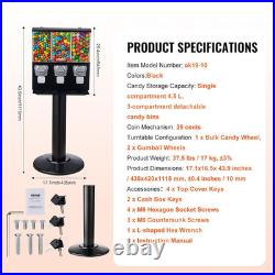 Triple Compartment Candy Vending Machine with Stand Coin Operated Dispenser