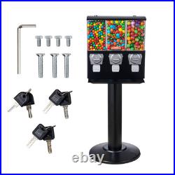 Triple Compartment Candy Vending Machine with Stand Coin Operated Dispenser