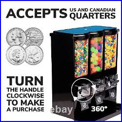 Triple Vending Machine Coin Operated Candy Dispenser Gumball Machine Commercial