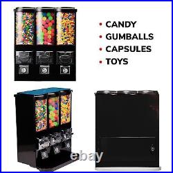 Triple Vending Machine Coin Operated Candy Dispenser Gumball Machine Commercial