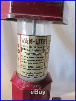 VAN LITE LIGHTER FLUID DISPENSER Coin Op MACHINE 1 Cent 18 Visible Gas Pump Old