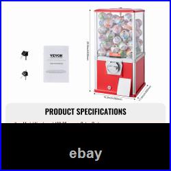 VEVOR 21H Gumball Machine Vending Coin Bank Vintage Gumballs Dispenser PS Red