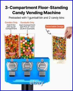 VEVOR Candy Vending Machine Triple Compartment Candy Vending Machine with Stand