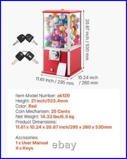 VEVOR Gumball Machine 21 inch Height 25-Cent Candy Vending Machine Dispenser