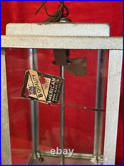 VINTAGE 1c COIN OP Star PEANUT NUT CANDY MACHINE With Key WORKS Crack In 1 Pane