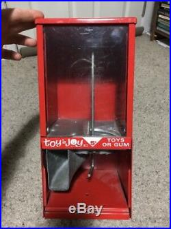 VINTAGE BECKER TOY N JOY GUMBALL CANDY PRIZE 5 CENT MACHINE COIN OP 1950s