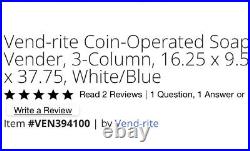 Vend-Rite Coin-Operated Soap Vender Metal 3-Column 16.25 x 37.75 x 9.5