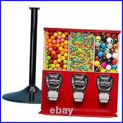 Vending Machine Commercial Gumball and Candy Machine with Stand Red Triple
