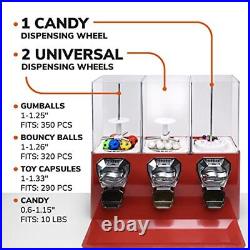 Vending Machine Commercial Gumball and Candy Machine with Stand Red Triple