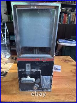 Victor Vintage Metal Candy Vending Machine, Glass Front, 10¢ Coin Mechanism