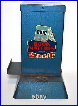 Vintage 1 Cent OHIO BOOK MATCHES Coin Op Operated Dispenser Vending Machine