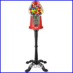 Vintage 1920s Red Gumball Machine with Stand & Coin Bank Glass Globe Dispenser