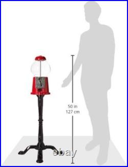 Vintage 1920s Red Gumball Machine with Stand & Coin Bank Glass Globe Dispenser
