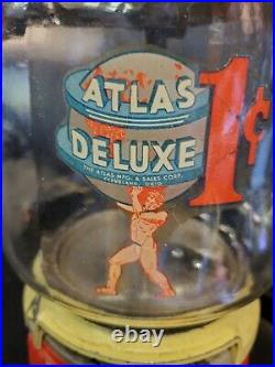 Vintage 1930's Atlas ACE Penny Coin Op Vending Gum Ball Peanut Machine original