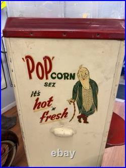 Vintage 1940's'Pop' Corn Sez Popcorn Vending Machine TC-10 Coin Operated