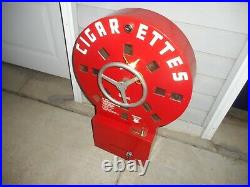 Vintage 1940s DIAL A SMOKE Cigarette Coin Operated Vending Machine w Key