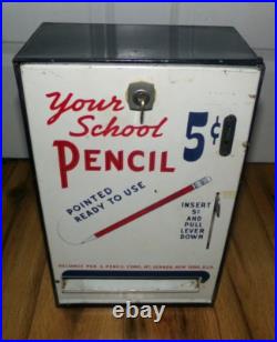 Vintage 1940s Reliance Pencil Dispenser 5 Cent Coin Operated Vending Machine