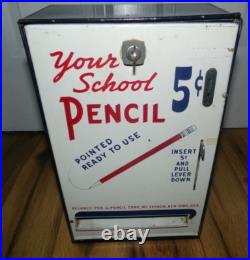 Vintage 1940s Reliance Pencil Dispenser 5 Cent Coin Operated Vending Machine