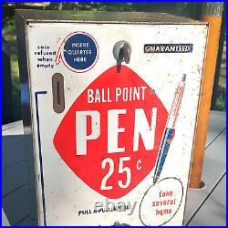 Vintage 1950's Ball Point Pen Coin Operated 25 Cent Vending Machine