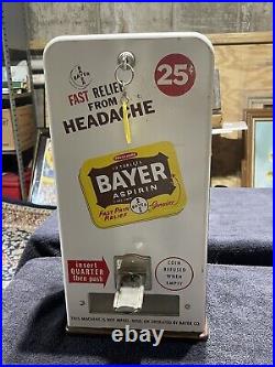 Vintage 1950's (Bayer Aspirin) Coin Operated Vending Machine Dispenser with Key