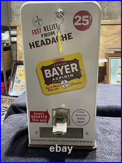 Vintage 1950's (Bayer Aspirin) Coin Operated Vending Machine Dispenser with Key