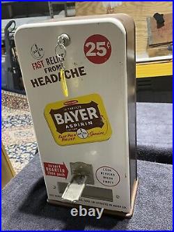 Vintage 1950's (Bayer Aspirin) Coin Operated Vending Machine Dispenser with Key