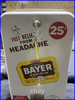 Vintage 1950's (Bayer Aspirin) Coin Operated Vending Machine Dispenser with Key