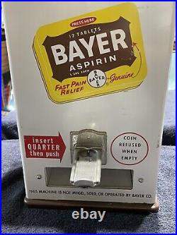 Vintage 1950's (Bayer Aspirin) Coin Operated Vending Machine Dispenser with Key